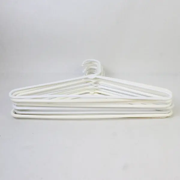 Lot of 10 Plastic White Clothes Hangers Shirts & Pants