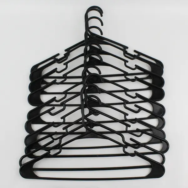 Mixed Lot of 10 Black Plastic Clothes Hangers Shirts & Pants
