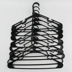 Mixed Lot of 10 Black Plastic Clothes Hangers Shirts & Pants