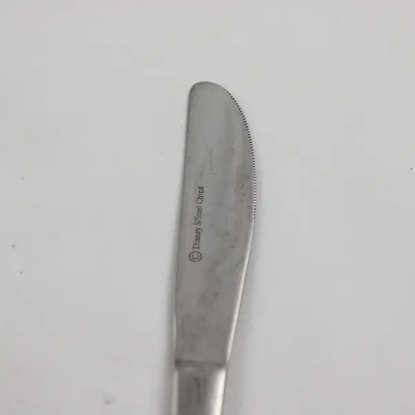 Disney Silver Mickey Mouse Pattern Pierced SS Dinner Knife 8.5" Long Good