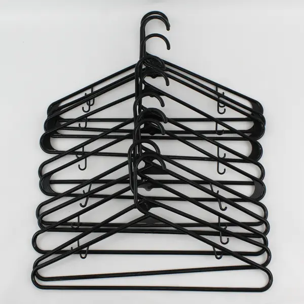 Lot of 11 Black Plastic Clothes Hangers Shirts & Pants