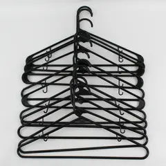 Lot of 11 Black Plastic Clothes Hangers Shirts & Pants
