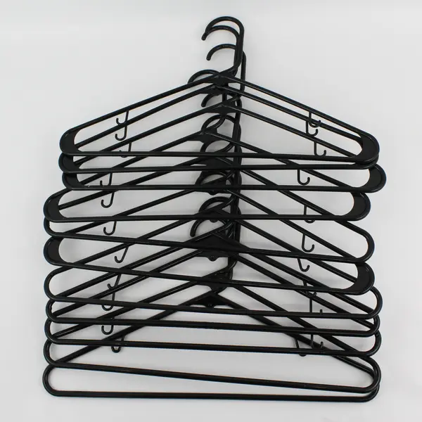 Lot of 11 Black Plastic Clothes Hangers Shirts & Pants