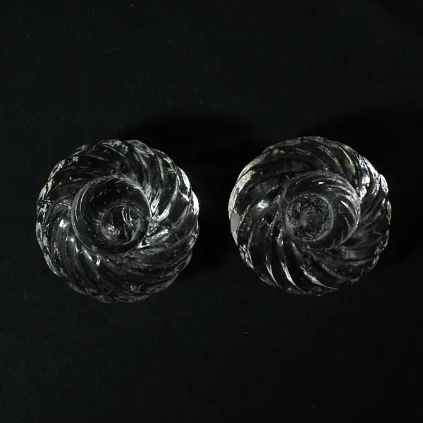 Vintage Crystal Spiral Swirl Taper Candle Holders 1.5" Ball