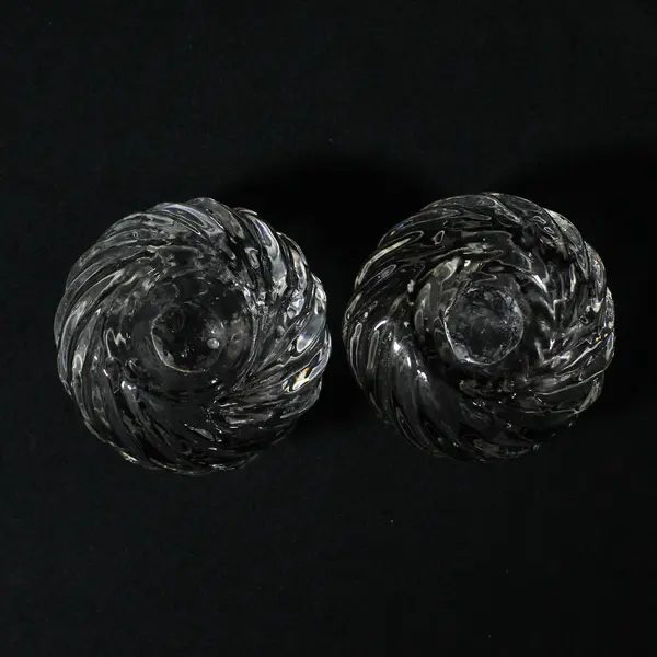 Vintage Crystal Spiral Swirl Taper Candle Holders 1.5" Ball
