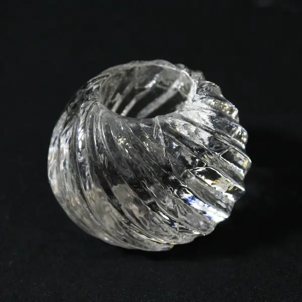 Vintage Crystal Spiral Swirl Taper Candle Holders 1.5" Ball