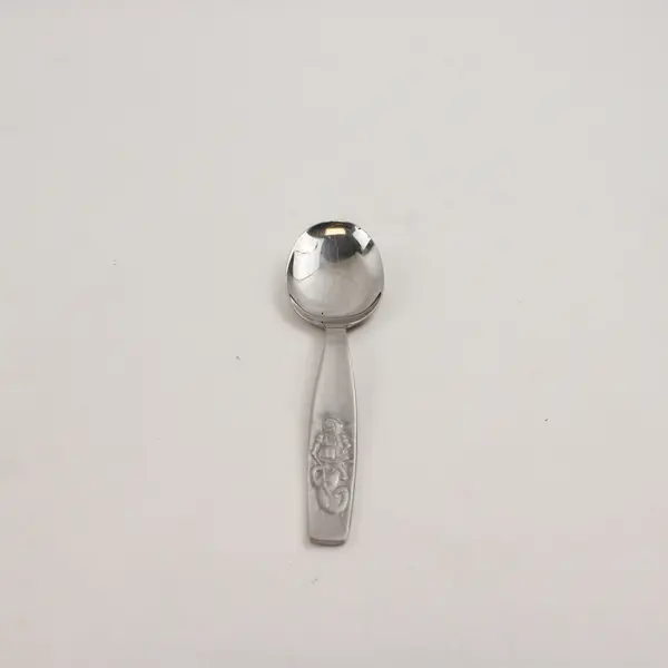 Herosil Flatware HEO13 Pattern Embossed Shepherd SS Infant Spoon 4.75" Rare HTF