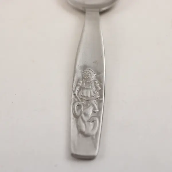 Herosil Flatware HEO13 Pattern Embossed Shepherd SS Infant Spoon 4.75" Rare HTF