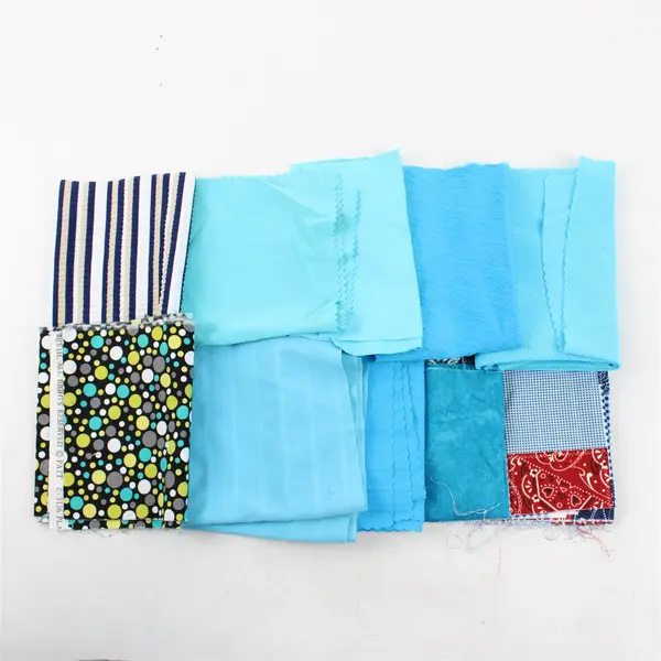 Mixed Lot of 10 Blue Multicolor Fabric Scraps DIY Quilting Crafting