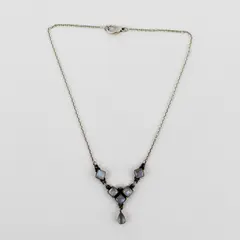 Vintage 925 Sterling Silver Moonstone Y Necklace 15"