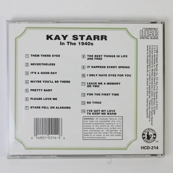 The Uncollected Kay Starr In the 1940s CD 14 Songs 1985