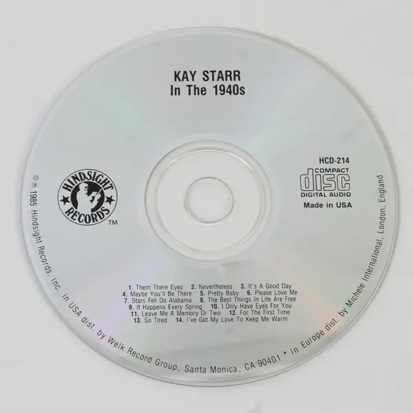 The Uncollected Kay Starr In the 1940s CD 14 Songs 1985