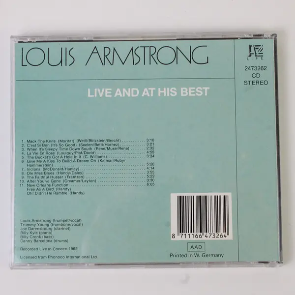 Louis Armstrong Live and at His Best Music CD Album  Recorded 1962
