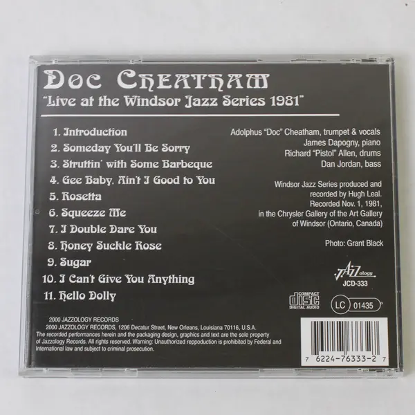 Doc Cheatham "Live at the Windsor Jazz Series 1981"  CD 2000 Jazzology