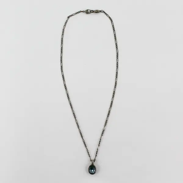 Vintage Napier Blue Rhinestone Silver-Tone Pendant Necklace 18"