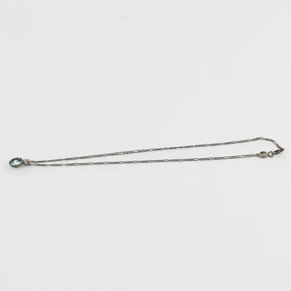 Vintage Napier Blue Rhinestone Silver-Tone Pendant Necklace 18"