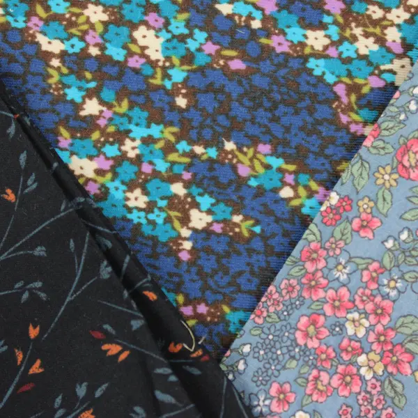 Mixed Lot of 14 Blue Multicolor Fabric Scraps DIY Quilting Crafting