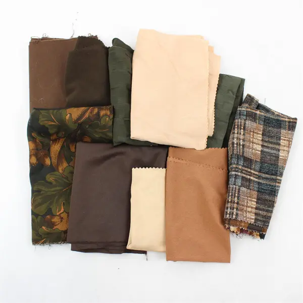 Mixed Lot of 10 Brown Green & Beige Fabric Scraps DIY Quilting Crafting