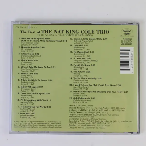The Best of the Nat King Cole Trio: The Vocal Classics (1947-1950) CD 1996