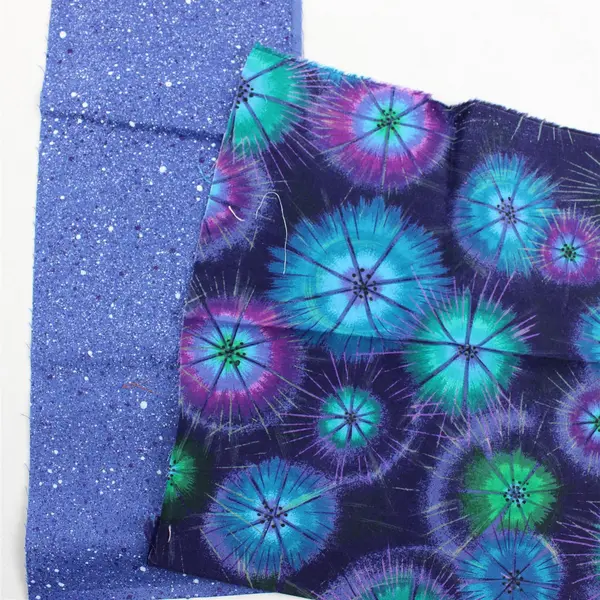 Mixed Lot of 14 Blue & Multicolor Fabric Scraps DIY Quilting Crafting