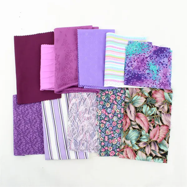 Mixed Lot of 11 Purple Multicolor Fabric Scraps DIY Quilting Crafting