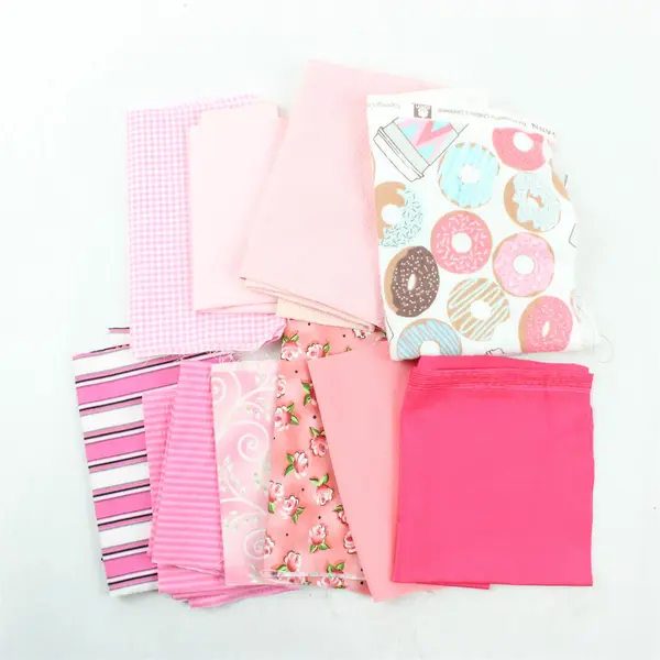 Mixed Lot of 10 Pink Multicolor Fabric Scraps DIY Quilting Crafting