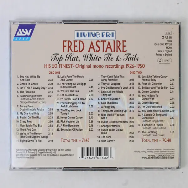 Top Hat, White Tie and Tails Fred Astaire His 50 Finest 2 CDs 2002