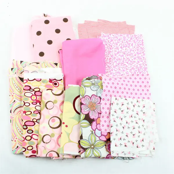 Mixed Lot of 13 Pink & Multicolor Fabric Scraps DIY Quilting Crafting