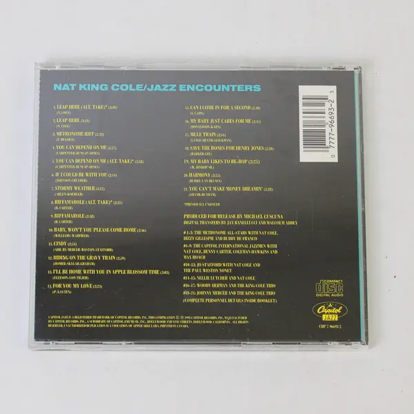 Nat King Cole  Jazz Encounters ft Various Artists Capitol Jazz Records 1992 CD