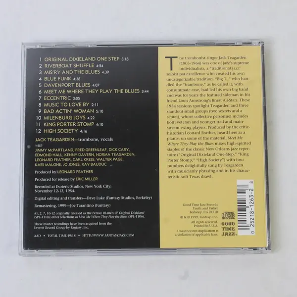 Meet Me Where They Play the Blues by Jack Teagarden and His Orchestra 1999 CD