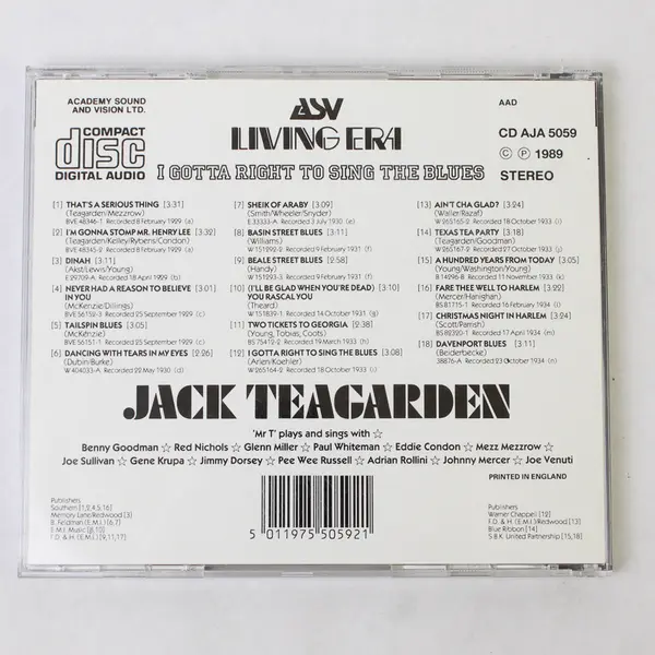 Jack Teagarden I Gotta Right To Sing The Blues CD ASV Living Era 1989 