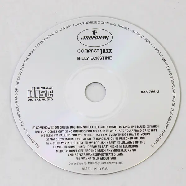 Billy Eckstine with Quincy Jones Compact Jazz CD 1989