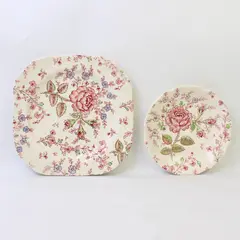 Lot of 2 VTG Johnson Brothers Rose Chintz Pink Dinnerware Saucer & Salad Plate