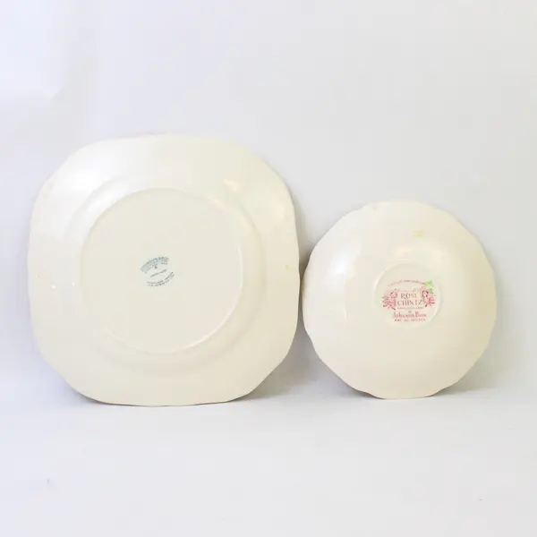 Lot of 2 VTG Johnson Brothers Rose Chintz Pink Dinnerware Saucer & Salad Plate