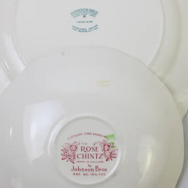 Lot of 2 VTG Johnson Brothers Rose Chintz Pink Dinnerware Saucer & Salad Plate