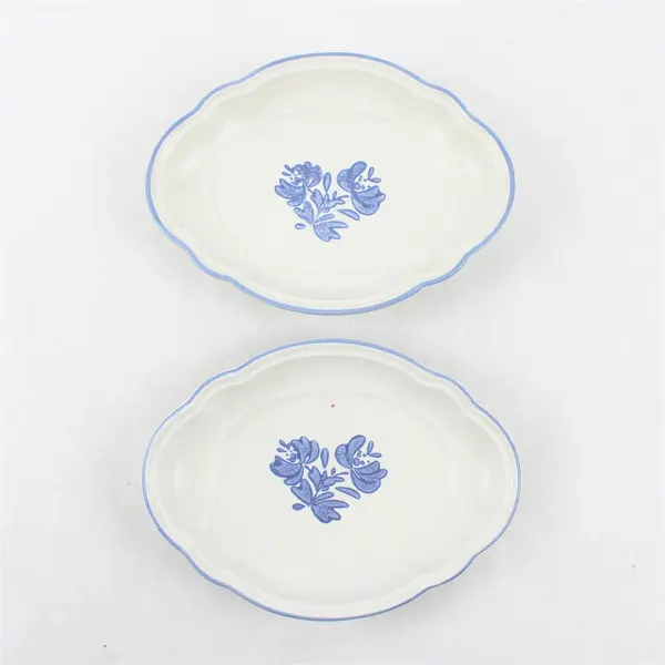 Set of 2 Pfaltzgraff Yorktowne Oval Stoneware Relish Dishes 8"