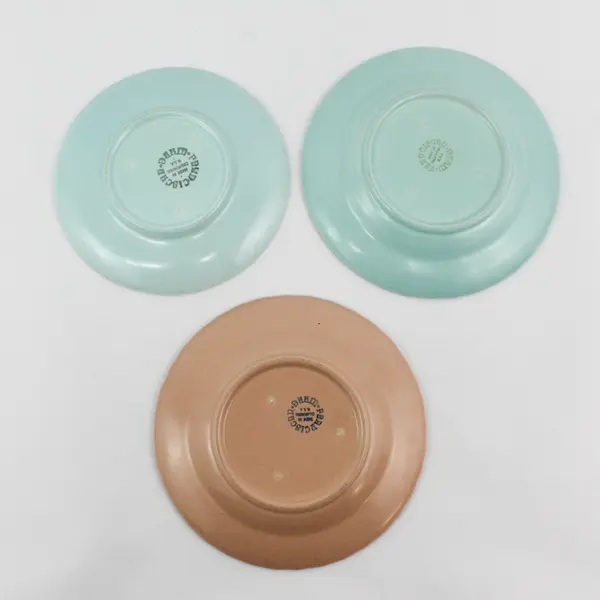 Set of 3 Franciscan Ware Coronado Fruit Dessert Saucer Plates Aqua Coral Swirl 