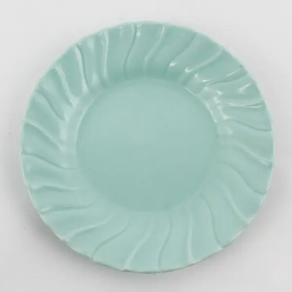 Set of 3 Franciscan Ware Coronado Fruit Dessert Saucer Plates Aqua Coral Swirl 