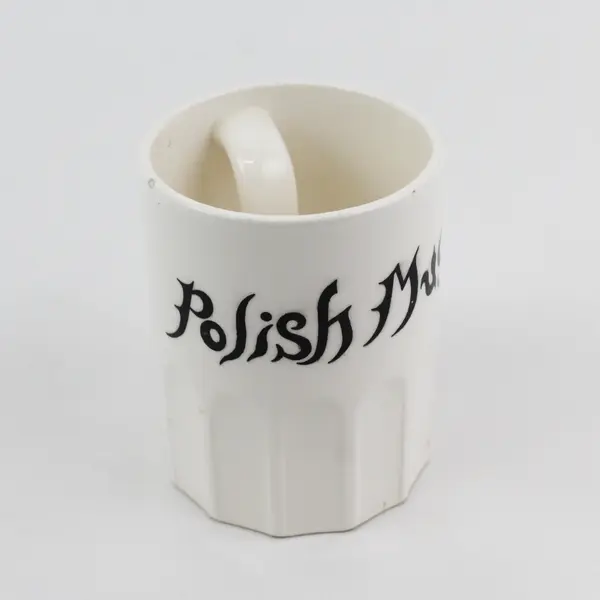Vintage Novelty Polish Mug with Inside Handle White Ceramic Mug