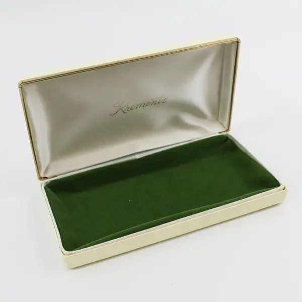 Krementz Atomic Star Jewelry Box Vintage Gift Cream Gold Accents Velvet Hinged 