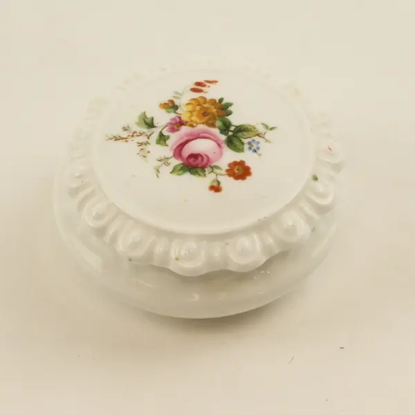 Vintage Coalport Bone China Trinket Box Pink Rose & Yellow Flower