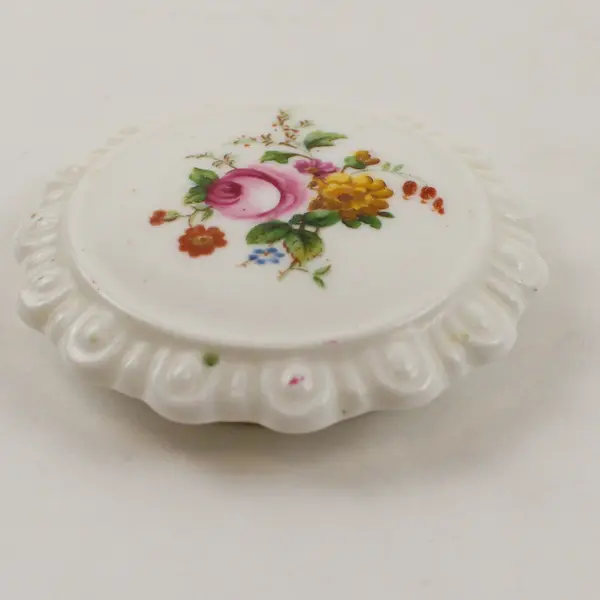 Vintage Coalport Bone China Trinket Box Pink Rose & Yellow Flower