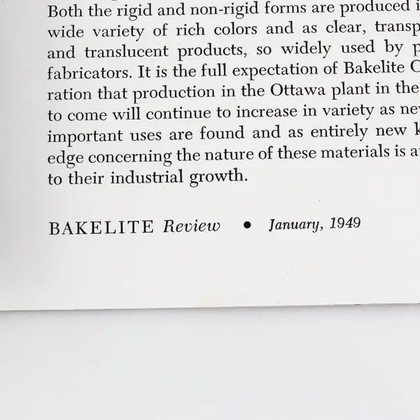 VTG January 1949 Bakelite Review Magazine Ottawa Plant New Foundry Technique