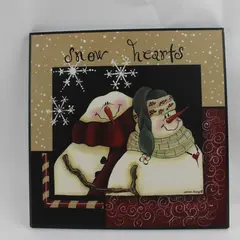 Craft Warehouse Hand-Painted Snow Hearts Wooden Wall Hanging 12x12