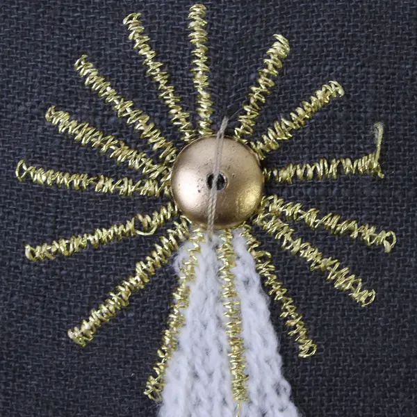 Pier 1  Embellished Christmas Holiday Lumbar Throw Pillow Trees Gray Gold