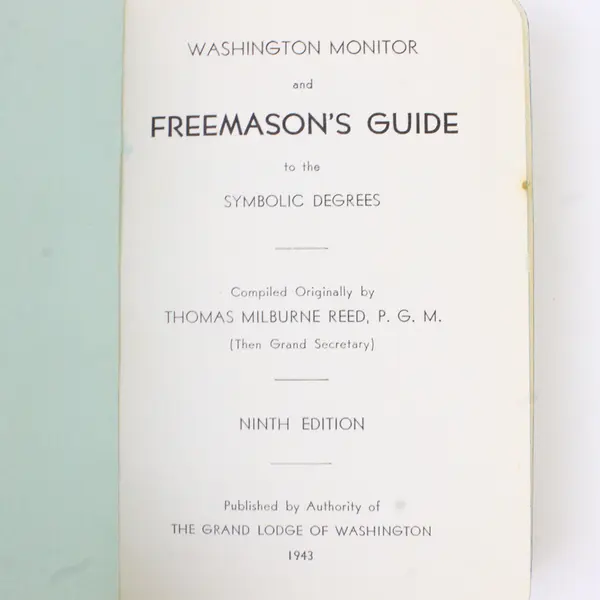 Washington Monitor and Freemason's Guide 1943 Used Robert Baumgartner 