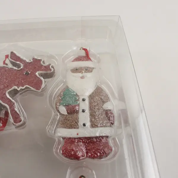 Set of 4 Christmas Cookie-Style Ornaments Reindeer Santa Trees