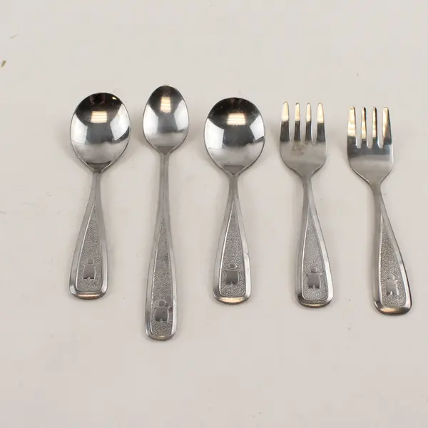 5 International Silver (Avon) 1980 The First Years SS Infant 2 Forks 3 Spns HTF