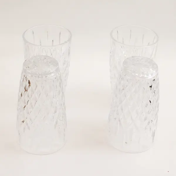 Lot Of 4 Matching Mikasa Clear Pressed Glass Harding Highball Glasses 5.5" Tall