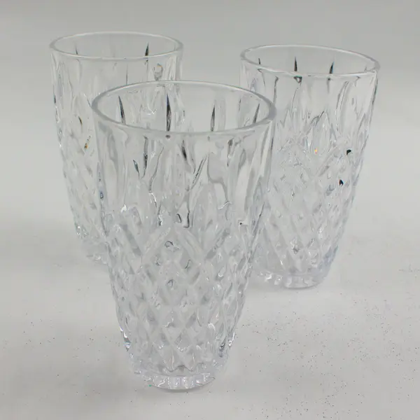 Lot Of 3 Matching Mikasa Clear Pressed Glass Harding Highball Glasses 5.5" Tall